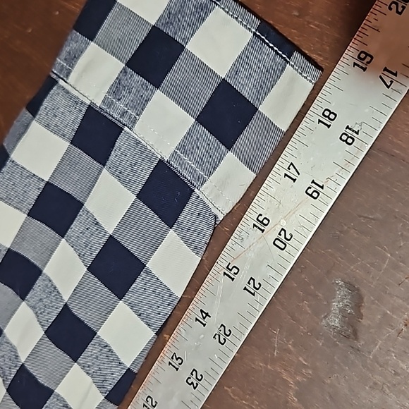 J Crew Factory | Navy and White Checked Perfect Fit Shirt - Picture 7 of 9